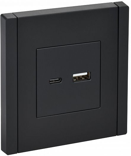 IEK FORTE&PIANO Черный Розетка USB A+C 18Вт FP151