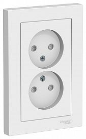 Systeme Electric AtlasDesign Лотос Розетка двойная б/з со шторками,16А, в сборе ATN001322