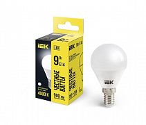 Лампа светодиодная G45 9Вт шар 4000К нейтр. бел. E14 230В IEK LLE-G45-9-230-40-E14