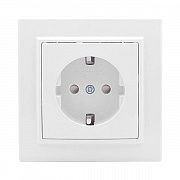Розетка 1-м СП Минск 16А IP20 с заземл. защ. шторки бел. Basic EKF ERR16-028-100