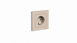 SE AtlasDesign Песочный Розетка с/з со шторками, 16А, в сборе ATN001244