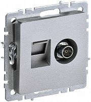 Розетка компьютерная + телевизионная 2-м Brite РТВ/РК12-БрА RJ45 кат.5E + TV механизм алюм. IEK BR-AK20-1-K47