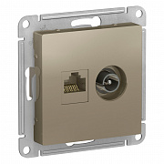 SE AtlasDesign Шампань Розетка двойная комп+ТВ, RJ45+TV, кат.5E, механизм