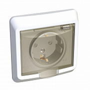 Розетка 1-м СП Этюд 16А IP44 250В с заземл. защ. шторки бел. SE PC16-044B