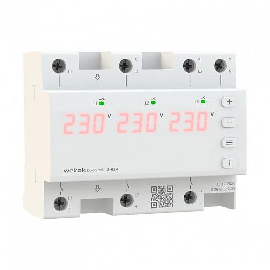 Реле напряжения D6-63 red Welrok 4660251140410