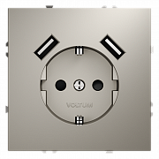 Розетка встраиваемая VOLTUM S70 с заземлением и защитными шторками, 16А, с USB, A+A, (кашемир)