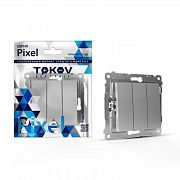 Выключатель 3-кл. СП Pixel 10А IP20 механизм алюм. TOKOV ELECTRIC TKE-PX-V3-C03