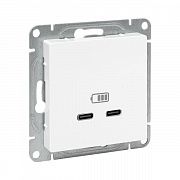 Розетка 2-м СП Эпика USB-C механизм бел. EKF UP1-SOW-2USBC