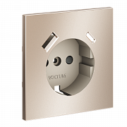 Накладка для розетки с заземлением и защитными шторками, с USB A+C, S70 Metal (платина)