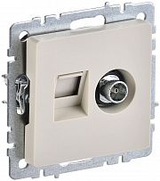 Розетка компьютерная + телевизионная 2-м Brite  RJ45 кат.5E + TV беж. IEK BR-AK20-1-K10