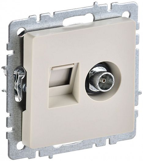 Розетка компьютерная + телевизионная 2-м Brite  RJ45 кат.5E + TV беж. IEK BR-AK20-1-K10
