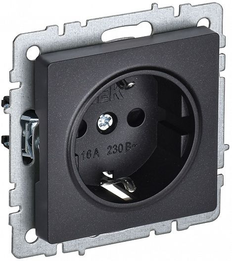 Розетка BRITE   16А с заземл. защ. шторки черн. IEK BR-R14-16-K02