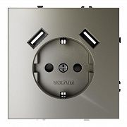 Розетка 1-м СП S70 16А с USB A+A с заземл. защ. шторки механизм шелк Voltum VLS040404