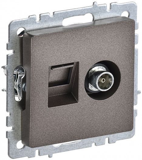 Розетка компьютерная + телевизионная 2-м Brite RJ45 кат.5E + TV бронз. IEK BR-AK20-1-K45