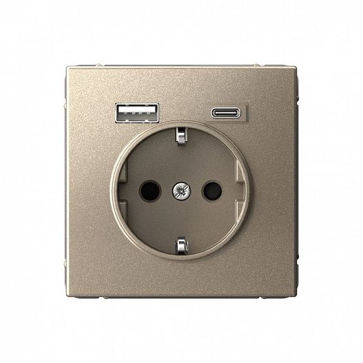 Systeme Electric ArtGallery Шампань Розетка 16А с 2 USB A+C, 5В/2,4А/3,0А, 2х5В/1,5А, механизм