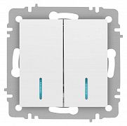 Выключатель 2-кл. СП Accent 6-105-01М 10А IP20 250В с подсветкой AL/CU бел. матов. Intro Б0063507