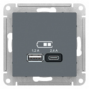 SE AtlasDesign Грифиль USB A+С, 5В/2,4А, 2х5В/1,2А, механизм