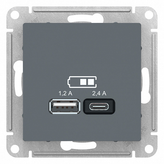 SE AtlasDesign Грифиль USB A+С, 5В/2,4А, 2х5В/1,2А, механизм