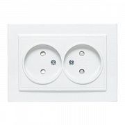 Розетка 2-м СП Минск 10А IP20 без заземл. защ. шторки бел. Basic EKF ERR10-102-100