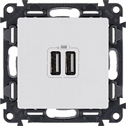 Механизм розетки USB Valena Life 2 разъема 240В/5В 2400мА с лиц. панелью бел. Leg 753412