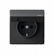 Systeme Electric ArtGallery Карбон Розетка с заземл. со шт. с крышк, 16А, IP44, механизм