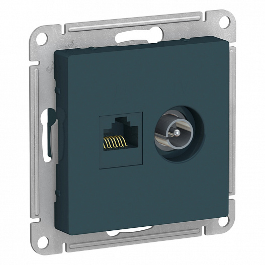 SE AtlasDesign Изумруд Розетка двойная комп+ТВ, RJ45+TV, кат.5E, механизм