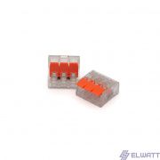 Клемма компактная многоразовая 3-х проводная 3х(1-4мм) с рычагом 221-413 Elwatt