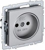 Розетка BRITE 10А без заземл. без защ. шторок алюм. IEK BR-R10-10-K47