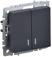 Выключатель 2-кл. СП BRITE ВС10-2-1-БрГ 10А с индик. механизм графит IEK BR-V20-1-10-K53