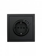 Розетка 1-м СП ZIMA IP20 + USB с заземл. механизм черн. бархат LEZARD 704-4288-181