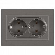 Розетка 2-м СП Accent 6-205-09 16А IP20 250В 2P+E Schuko AL/CU титан Intro Б0063500