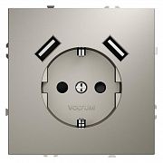 Розетка 1-м СП S70 16А с USB A+A с заземл. защ. шторки механизм кашемир Voltum VLS040403