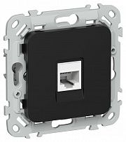Розетка компьютерная СП FLITE РК5е-1-0-ФлЧ RJ45 кат.5E UTP механизм черн. IEK FI-K12-1-K02