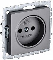 Розетка BRITE  10А без заземл. без защ. шторок сталь IEK BR-R10-10-K46