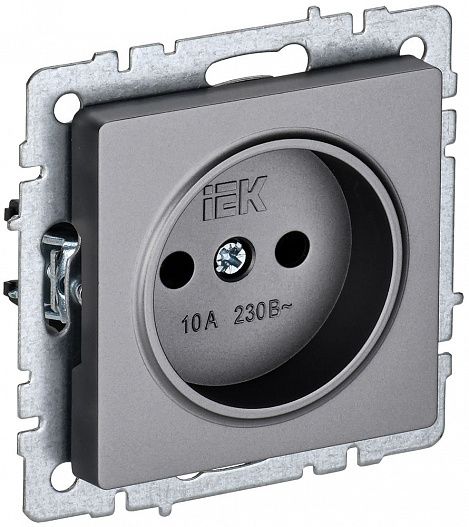 Розетка BRITE  10А без заземл. без защ. шторок сталь IEK BR-R10-10-K46