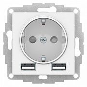 Systeme Electric AtlasDesign Лотос Розетка 16А с 2 USB A+A, 5В/2,4А, 2х5В/1,2А, механизм ATN001330