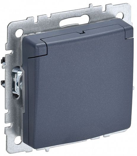 Розетка BRITE  16А IP20 с заземл. защ. шторки с крышкой маренго IEK BR-R16-16-K35