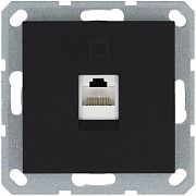 Розетка компьютерная 1-м RJ45 IP20 кат. 5E механизм черн. матов. soft touch Jasmart G6105PB