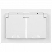 Розетка 2-м СП Accent 6-210-01 16А IP44 250В 2P+E Schuko с крышками защ. шторки AL/CU бел. Intro Б0063577
