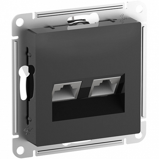 SE AtlasDesign Карбон Розетка двойная комп RJ45+RJ45, кат.6А, механизм