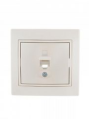 Розетка компьютерная 1-м СП Mira RJ45 16А IP20 со вставкой жемчуж./бел. перламутр. LEZARD 701-3030-139