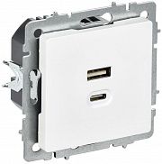 Розетка СП BRITE РЮ11-2-БрАБ USB A+C 45Вт высокоскор. заряд. арктич. бел. IEK BR-U22-045-K91