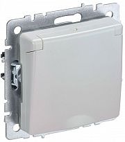Розетка BRITE  16А IP44 с заземл. защ. шторки с крышкой жемчуж. IEK BR-R16-16-44-K36