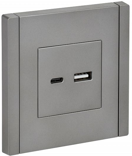 IEK FORTE&PIANO Сталь Розетка USB A+C 3,1А FP550
