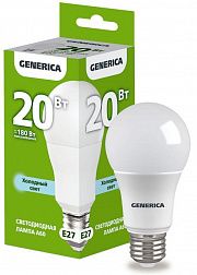 Лампа светодиодная A60 20Вт грушевидная 6500К E27 230В GENERICA LL-A60-20-230-65-E27-G