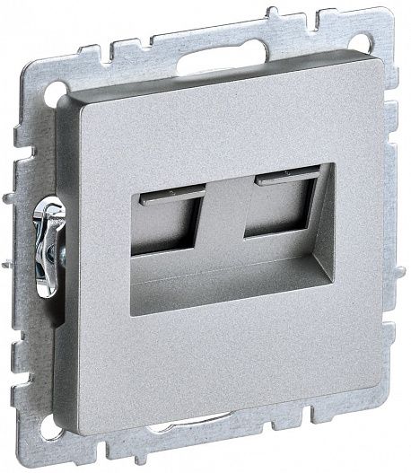 Розетка двойная  RJ11+RJ45 кат.5E BRITE   алюм. IEK BR-KT20-O-1-K47