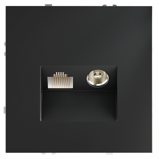 Розетка телевизионная встраиваемая VOLTUM S70 TV+RJ45 кат. 6, (графит)