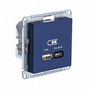 SE AtlasDesign Аквамарин Розетка USB A + тип-C 45Вт высокоскор.заряд. QC,PD, механизм ATN001129