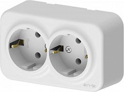 Розетка 2-м СП ARIA 16А IP20 с заземл. бел. ARVIA 25 01 1000 907