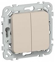 Выключатель проходной 2-кл. СП FLITE ВС62-1-0-ФлЛ 10А механизм льняной IEK FI-V22-0-10-1-K88